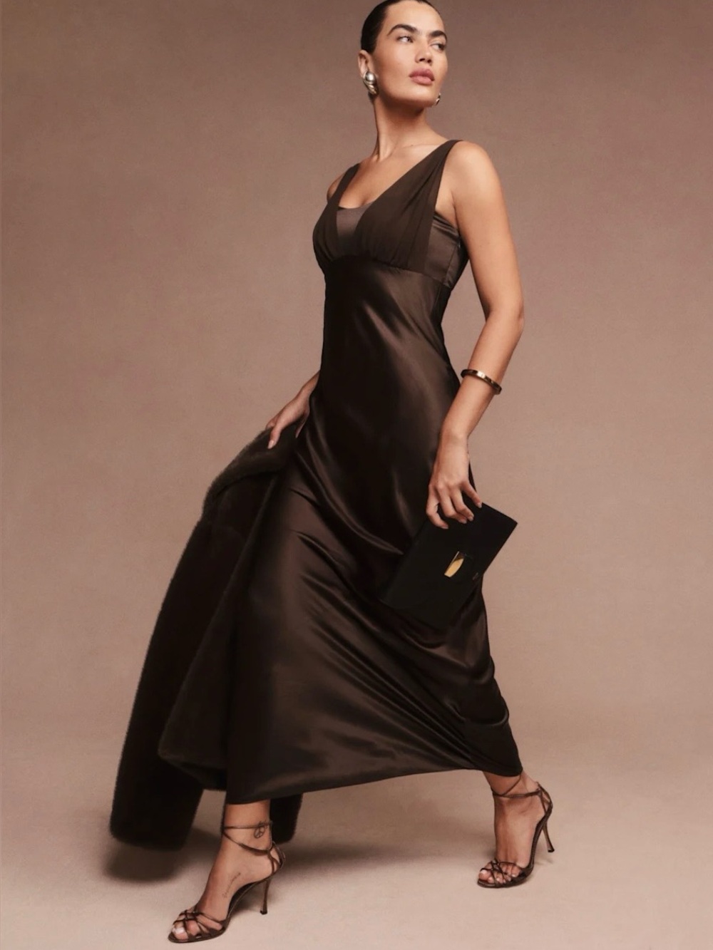 Reformation Lune Dress Brown - Size 4